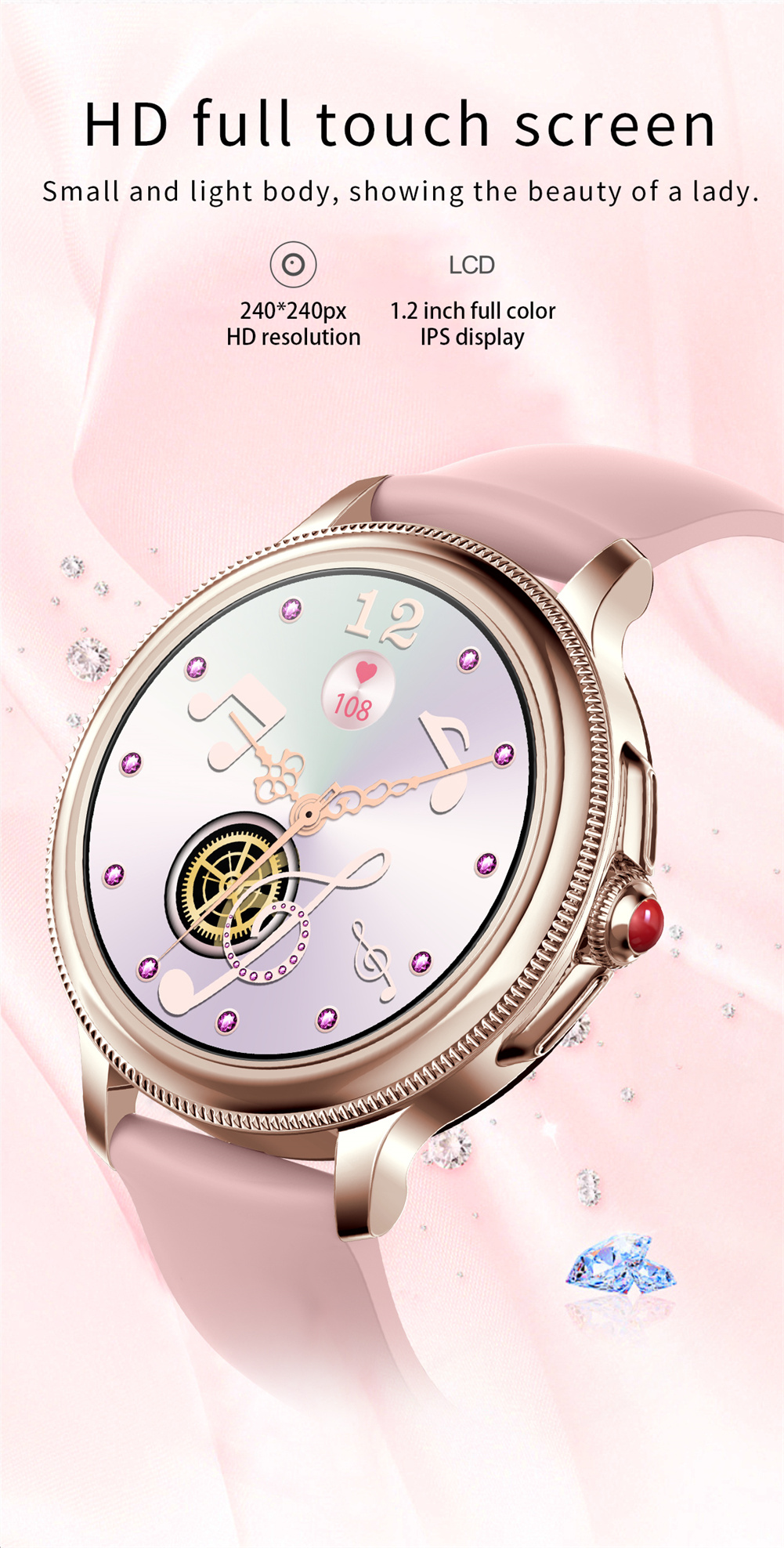 CF96 Smart Watch For Women Bluetooth-compatible Call Waterproof 1.2" Full Touch Screen 100+ Sport Mode Smartwatch Compatible For Android IOS. 