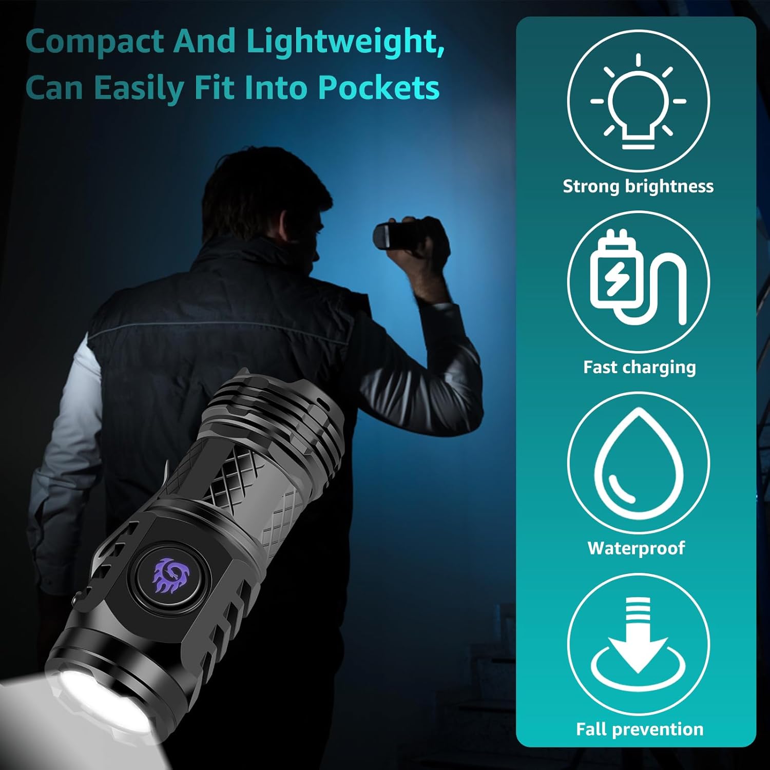 Three-Eyed Monster Mini Flashlight, Rechargeable Flashlights High Lumens Flash Light, 900 Lumens Super Bright LED Flashlight, 5 Modes, 10h Running Time for Outdoor, Waterproof. 