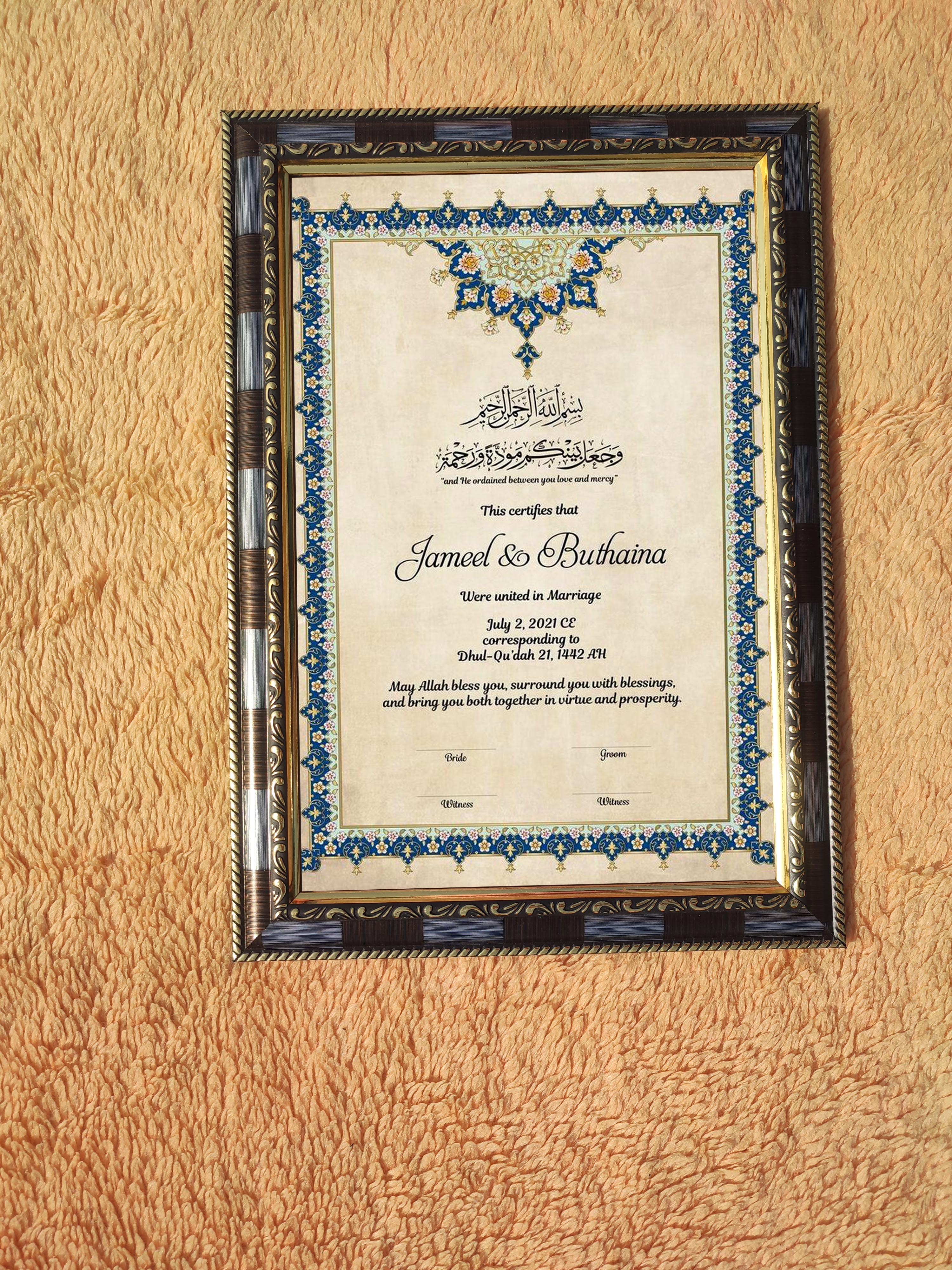 Customised Nikah Nama Frame For Wall Decor / Marriage Certificate/Anniversary photo frame design Anniversary Special Design For Wall Decor - photo frame resin photo frame photo frame. 