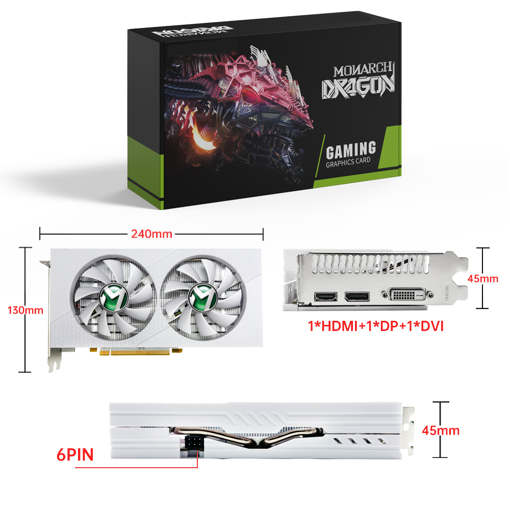 MAXSUN AMD RX580 8GB Graphics Card GDDR5 256Bit 2048SP HDMI+DP+DVI Gaming Video Cards Desktop Computer component Full New RX 580. 