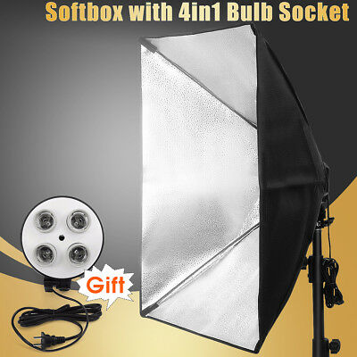Studio Softbox Light Kit with 4in1 E27 Lamp Holder with 50*70cm Softbox & Stand. 