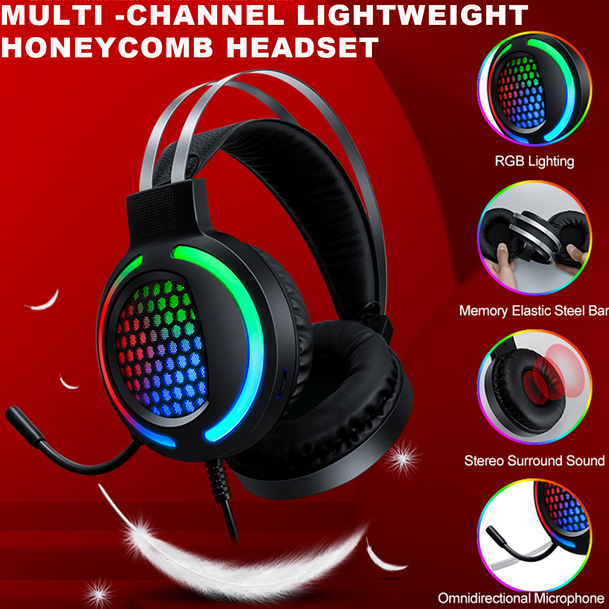 T-Wolf TF400 4Pcs Gaming Devices Set 104 Keys LED Backlit Gaming Keyboard 2400 DPI Mouse 50mm 3.5mm Wired Headset Anti-slip Mouse Pad Combo MA. 