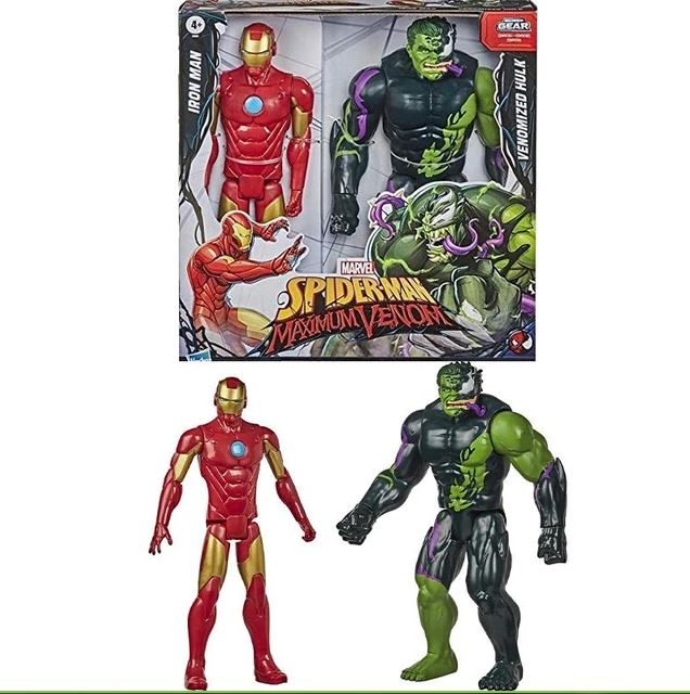 Iron Man Vs. Venomized Hulk Action Figure,Titan Hero Spider-Man Maximum Venom Series 2-Pack - Iron Man vs Venomized Hulk Series. 