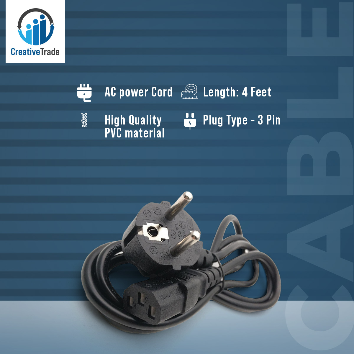 Rice Cooker Power Line Cable Cord - 2 Pin Plug | High-Quality Multi-Plug Option for Reliable Cooking and Versatile Use. 