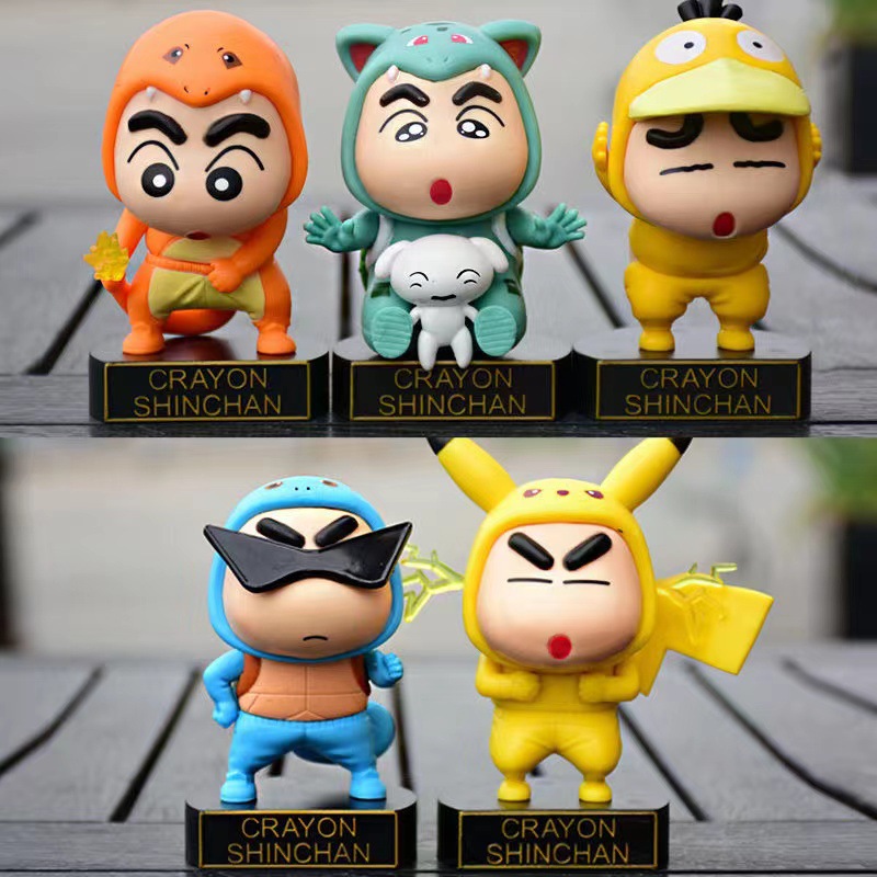 4 crayon toys, shellless capsule toy machine dolls, splicing models, cartoon animation, peripheral car ornaments. 