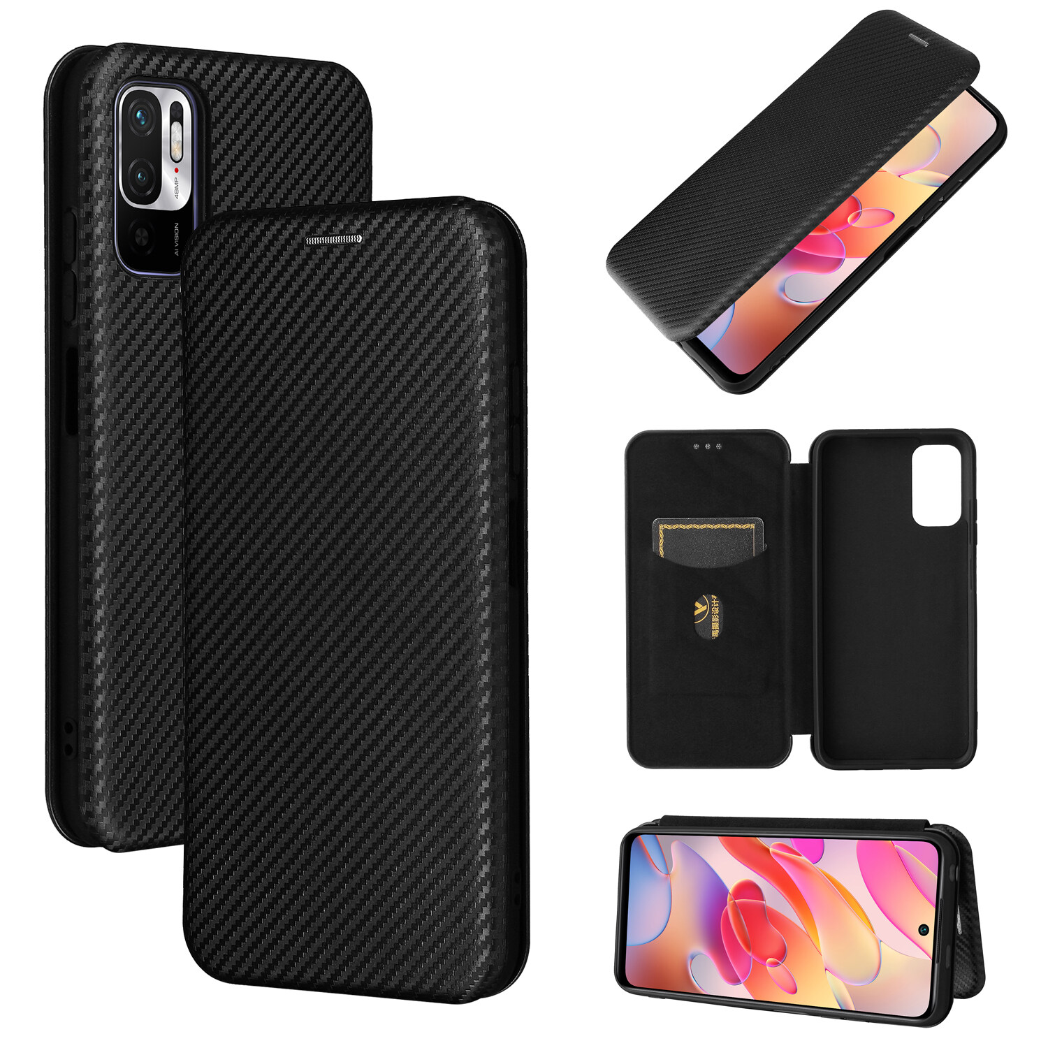 xprmy for Xiaomi Redmi Note 10 5G / Note 10T 5G case carbon Fiber Magnetic Flip Wallet ShockProof Phone Case