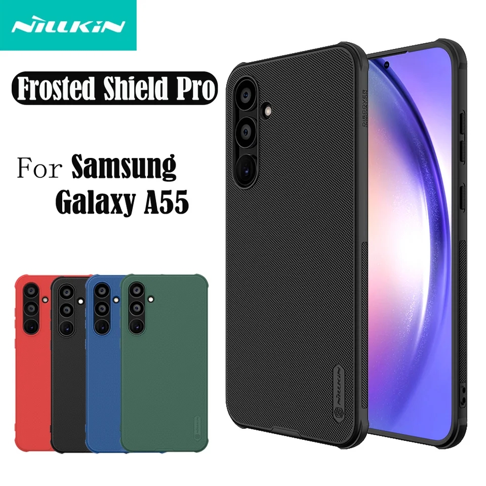 Nillkin ( For Samsung A55 5G ) Super Frosted Shield Pro Soft TPU Frame Hard PC Shell Shockproof Cover For Samsung Galaxy A55 5G Case - Black