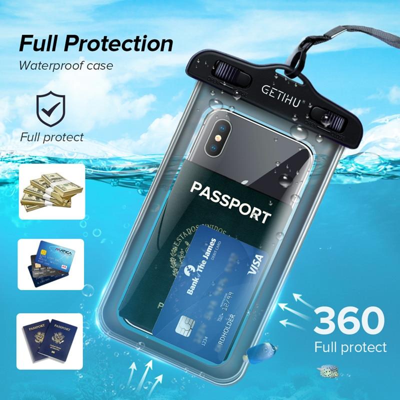 Baseus 7.2 inch water proof phone case universal swimming bag mobile phone  pouch case cover for drift diving surf