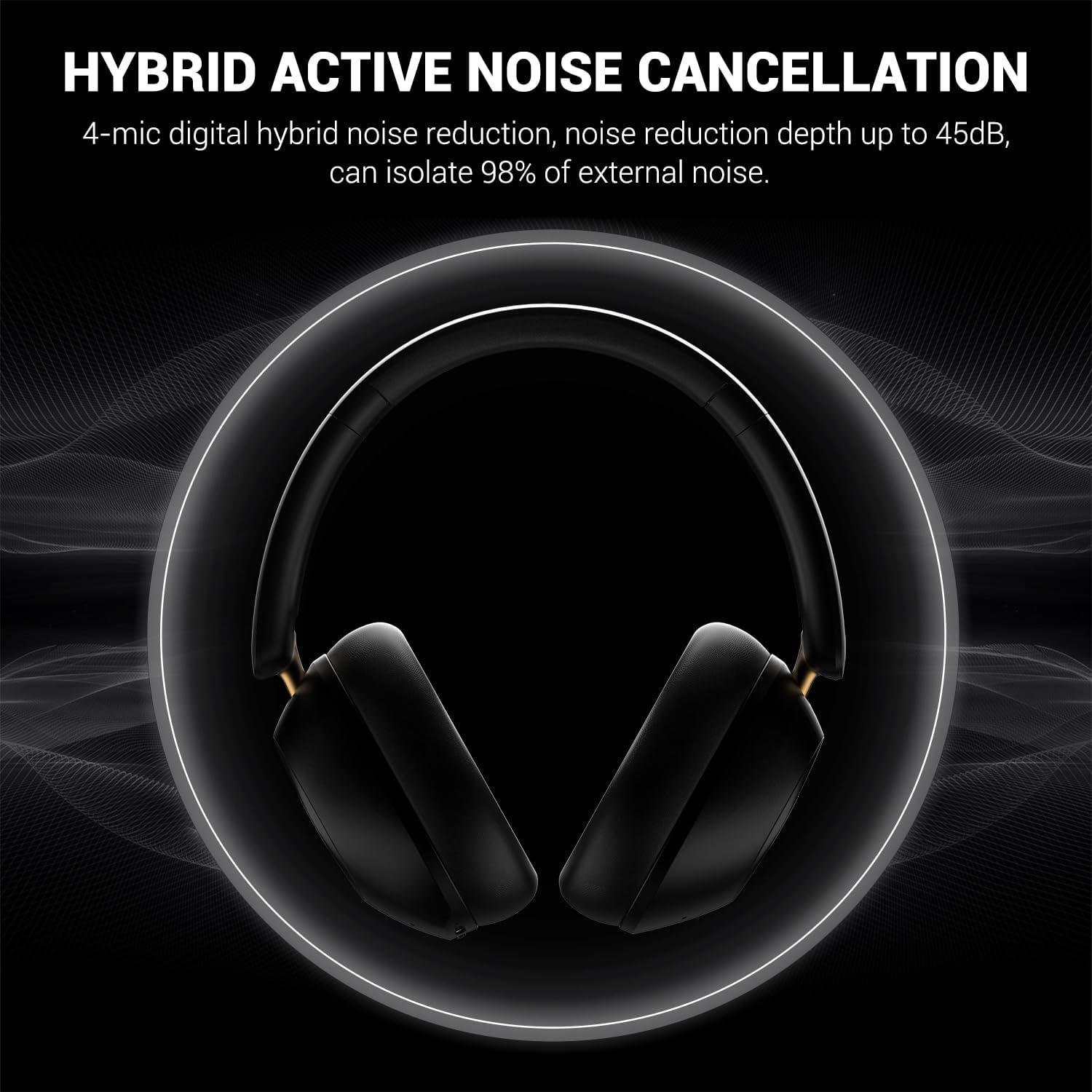 OneOdio Focus A5 Wireless Over-Ear Headphones, Hybrid Active Noise Cancelling, 75H Playtime, Hi-Res LDAC Wireless Audio, Bluetooth 5.4, Built-in Mic for Clear Calls, Low Latency Game Mode. 