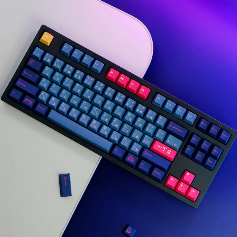 GMK Japan Kabukicho Cherry Profile Keycap 129 Keys PBT Dye Sublimation Japanese Keycap Mechanical Keyboard Keycaps for MX Switch. 