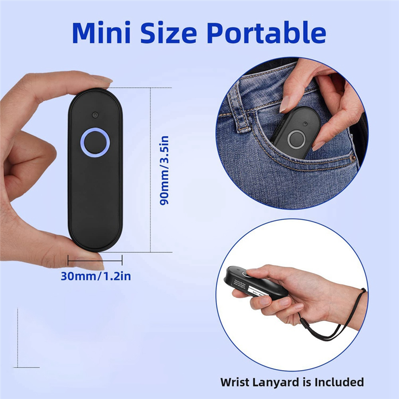 1Set Mini Barcode Scanner USB Bluetooth 2.4G Wireless 1D 2D QR PDF417 For IPad IPhone Android Tablets PC (K60 QR 2D). 