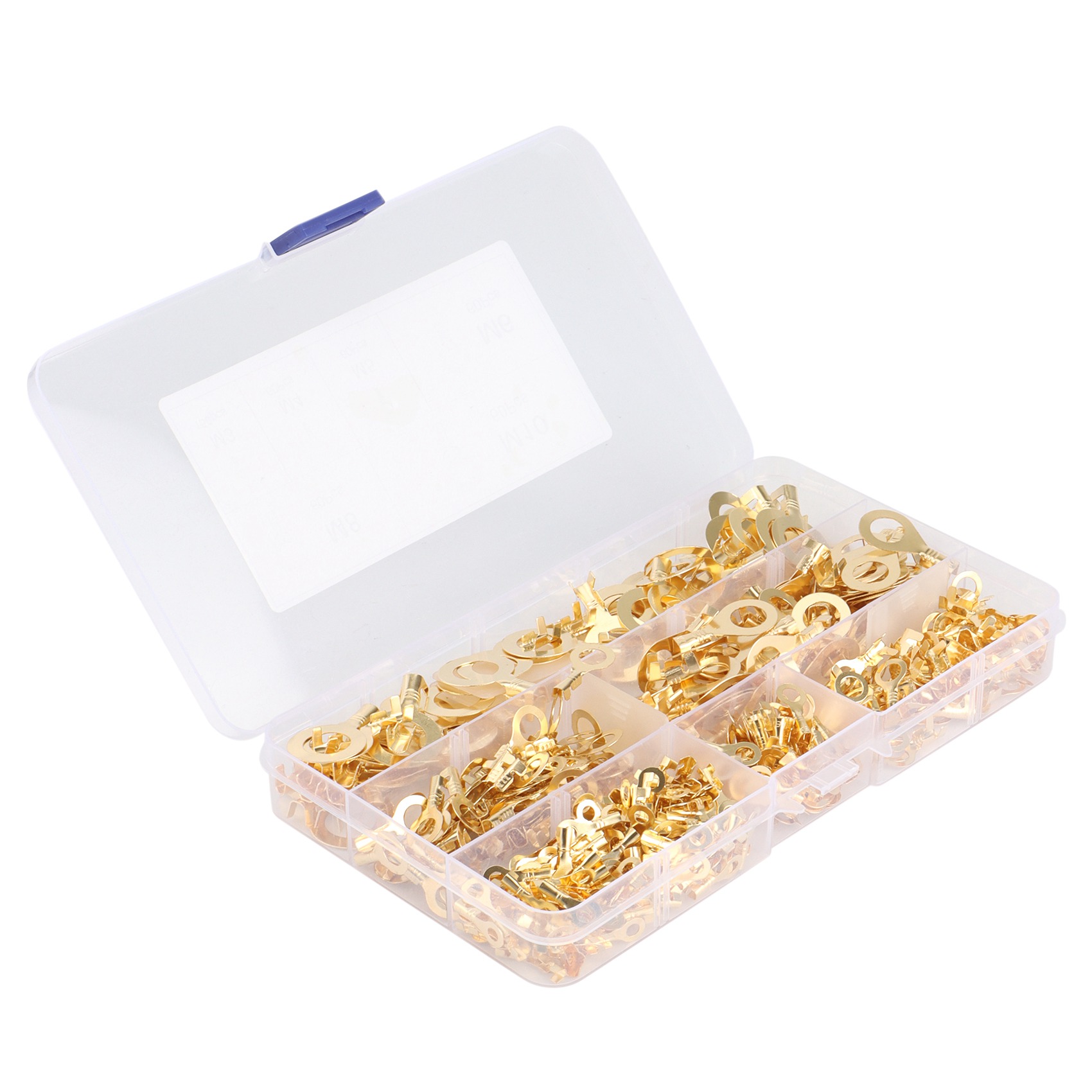 450PCS M3//M5/M6/M8/M10 Ring Lugs Eyes Copper Crimp Terminals Cable Lug Wire Connector Non-Insulated Assortment Kit