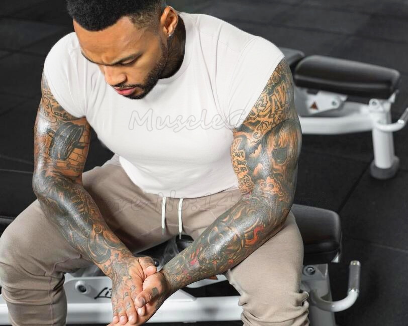 Brand clothing fitness t shirt men fashion extend long tshirt summer gym short sleeve t-shirt cotton bodybuilding Slim fit tops. 