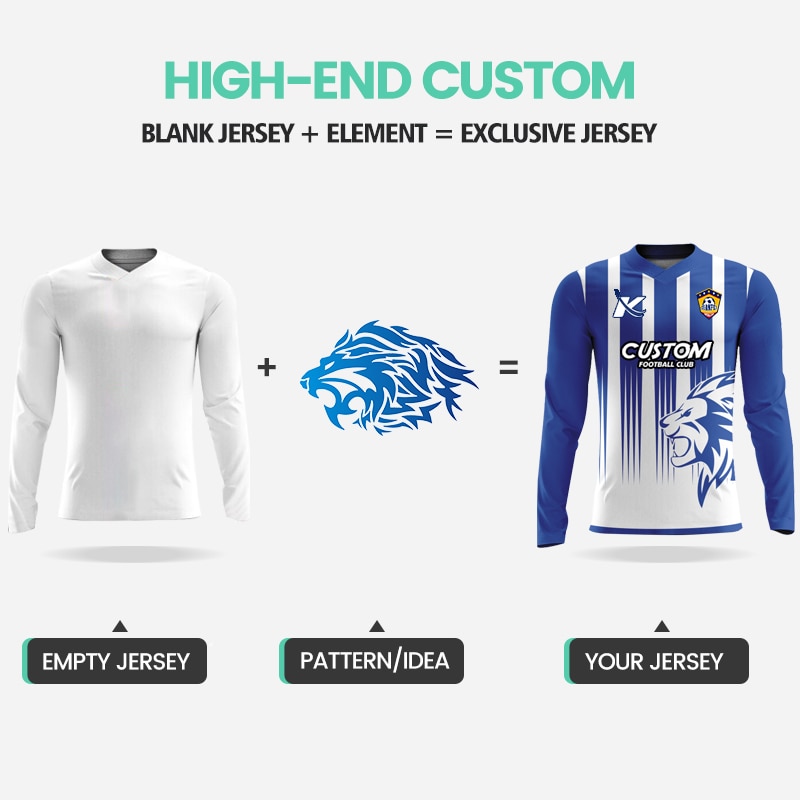 Personalized Sublimation Custom Plus Big Size Soccer Uniform Shirts Club Team Breathable Long SLeeve Football Jerseys For Men. 