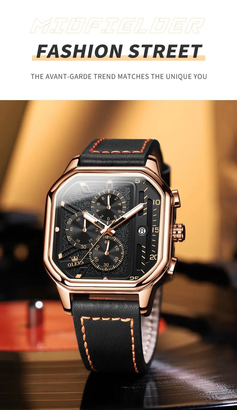 Square Skeleton Quartz Watch For Men. 