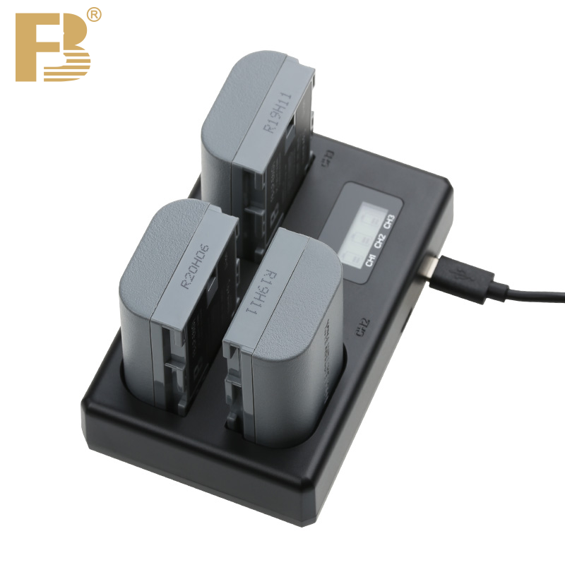 FB LP-E6 Battery Charger 3 Slot Charger for Canon EOS 5D Mark II III 50D 6D 60D 7D 70D 80D 90D 6D 7D 8D 5DS 5D3 Micro R5 R6 DSLR. 