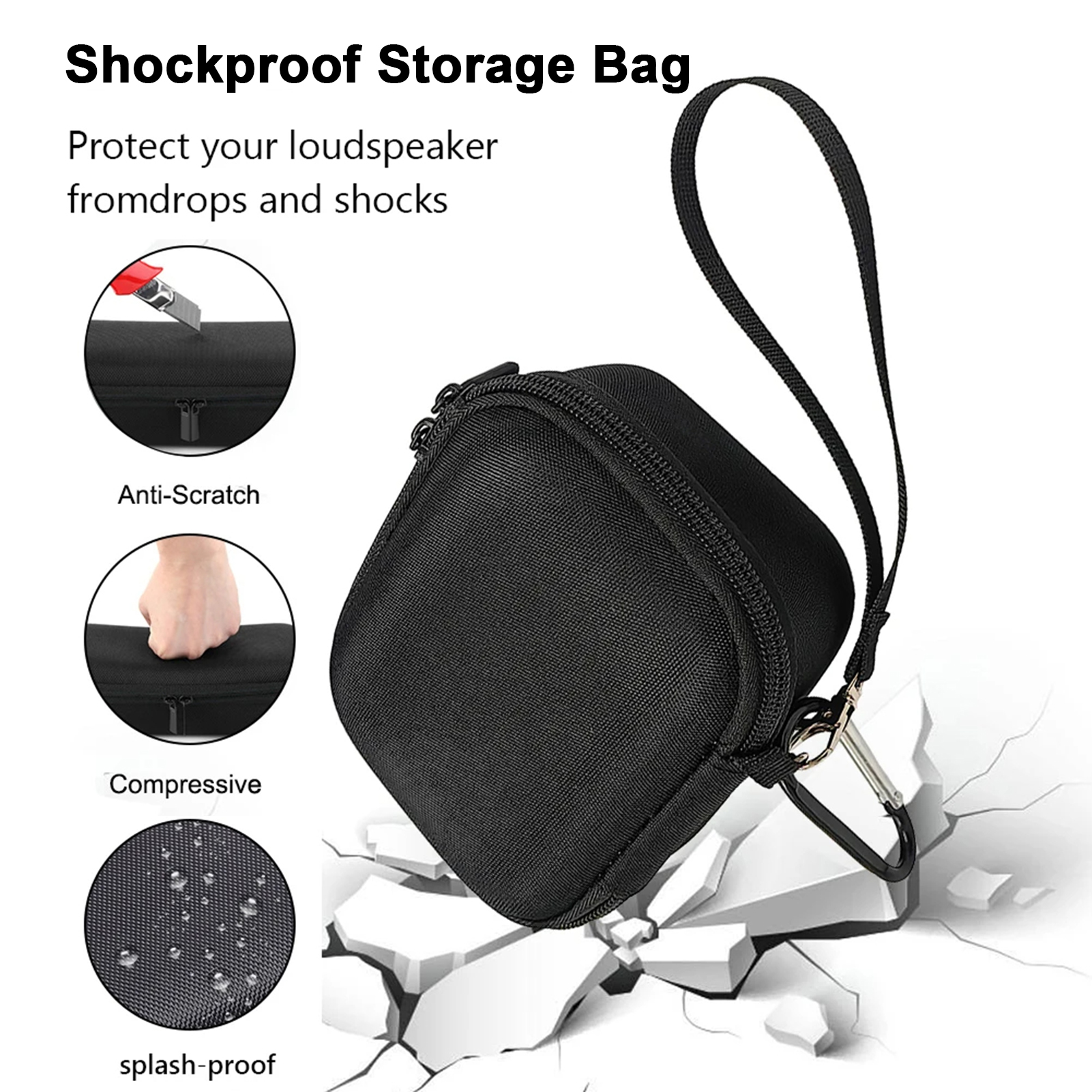 Prism Hard Carrying Case Shockproof Hard Case for Jbl Go4 Portable Speaker Durable Storage Box with Zipper Closure Mesh Pocket Impact Resistant Carrying Case for Ultimate Protection Storage Bag. 