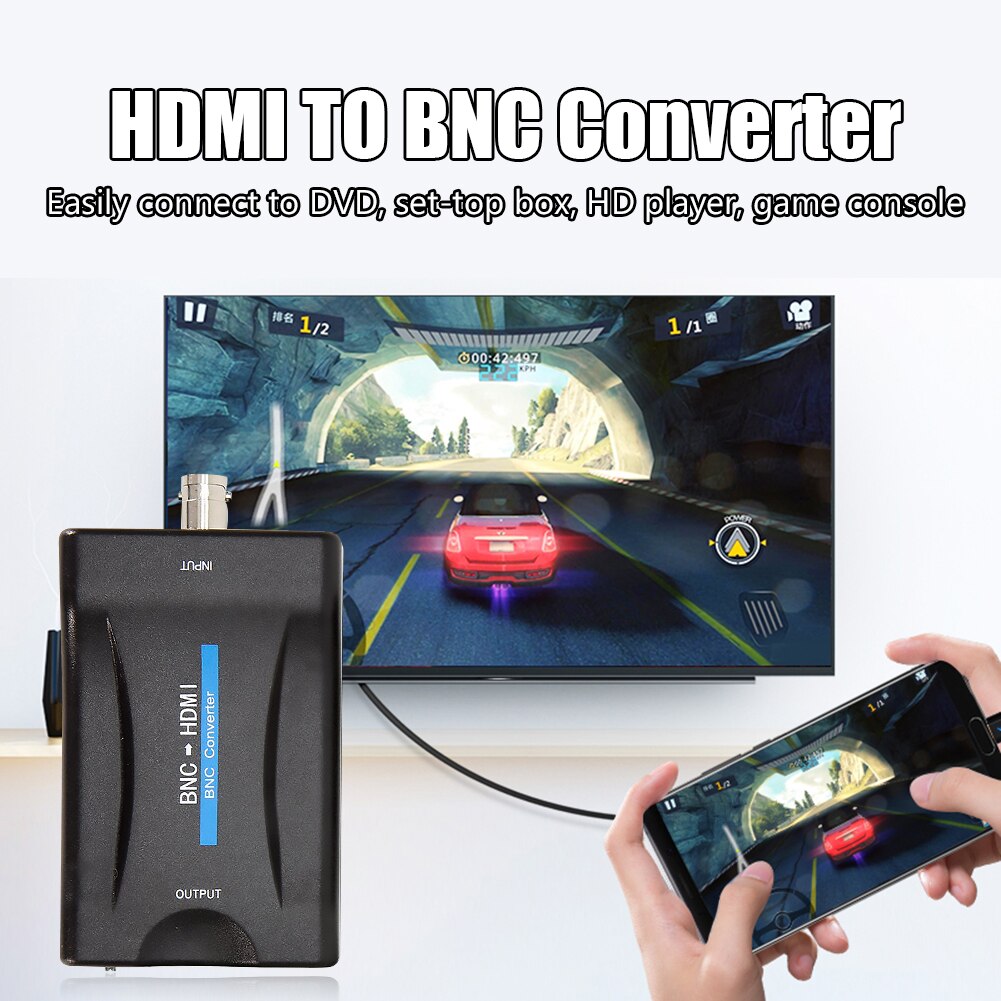 BNC TO HDMI-compatible Composite Video Signal Converter PAL NTSC Extender Coax Cable Splitter For TV. 