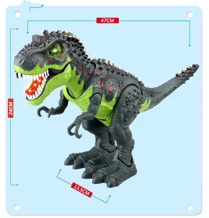 [Funny] Jurassic world Electric Dinosaur flash and sound T-rex Talking Toy Walk Talk Interactive Toy moving dinosaur model doll LaoXzhongX. 