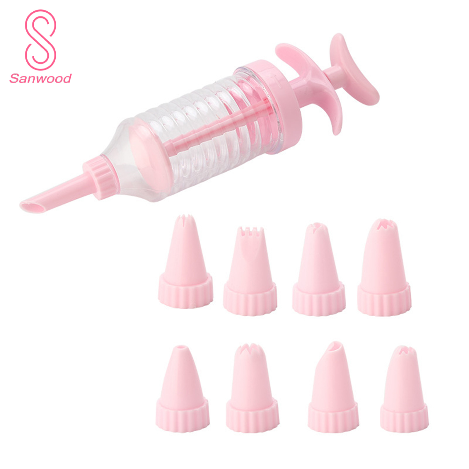 1 Set Pastry Nozzle Kit Food Grade Safe Pink DIY Baking Cake Decorating Syringe for Kitchen