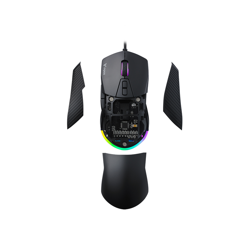 Rapoo VPRO V360 IR Optical Gaming Mouse Adjustable 6200 DPI Porous and ventilated with replaceable trimmings. 
