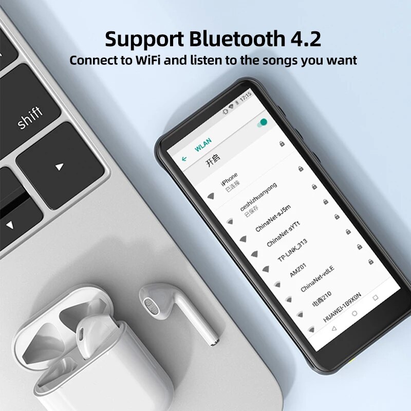 RUIZU Z80 16G WiFi Android 8.1 MP4 Player With Bluetooth 4.2 HiFi MP3 Player 4.0inch Full Touch Screen Walkman FM/ Ebook/Video. 