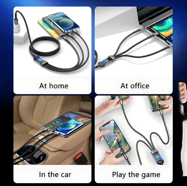 Transparent Luminous Super Fast Charging 3-in-1 Data Cable (FTVR : 294)