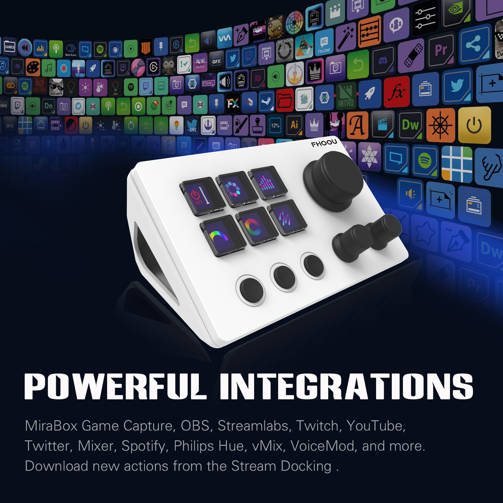 Mirabox N3 Custom Keyboard DIY LCD Display Key Multi-Knob Control Desktop Controller Customizable Hotkeys Smart Office Desk Pad. 