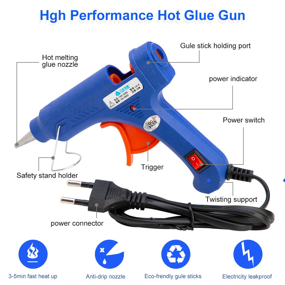 Glue Gun 20 watt with free 3 pcs Glue Stick - Hot Melt Glue Gun. 