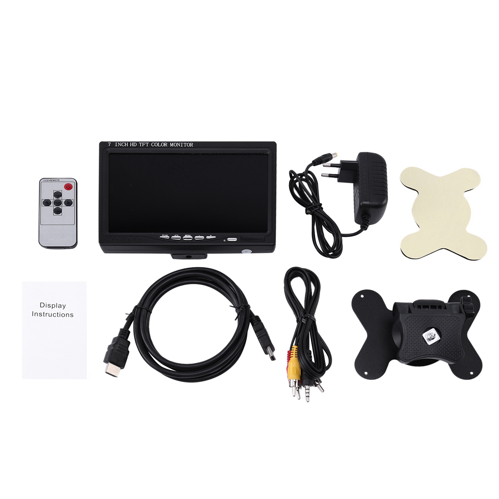 ARELENE 2pcs 7 Inch Portable Monitor 1024X600 Display HDMI-Compatible/VGA/AV Photography Monitor EU Plug. 