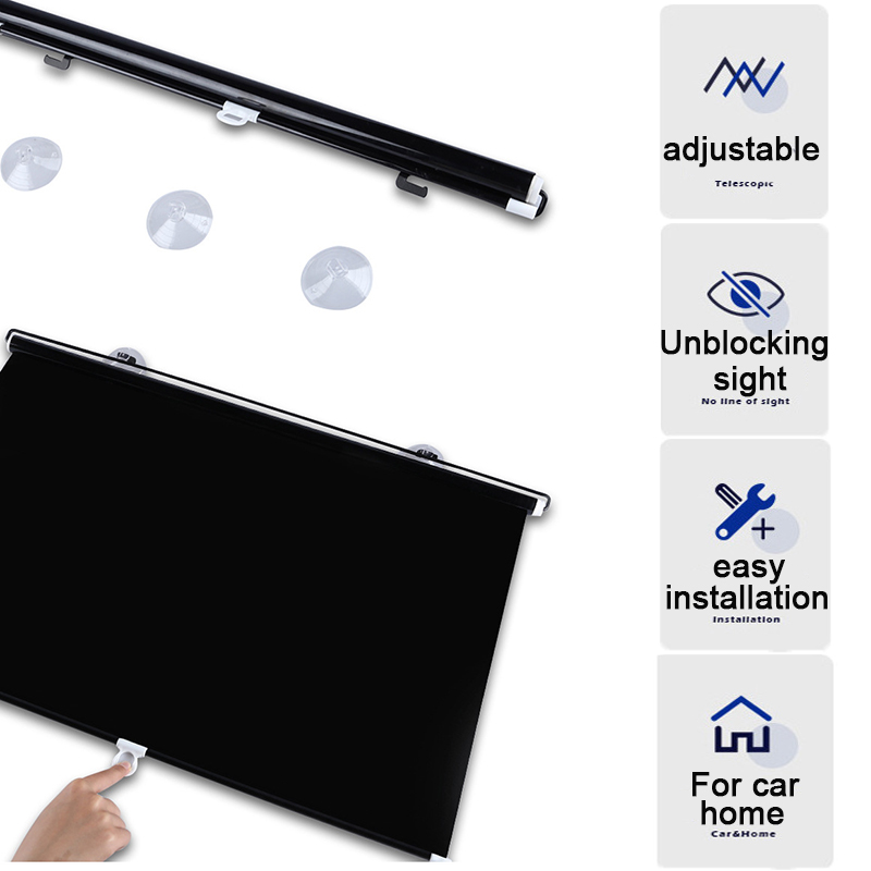 Free-Perforated Balcony Suction Cup Sunshade Blackout Curtain Non-marking and punch-free Blinds Portable Drape for Window Door. 