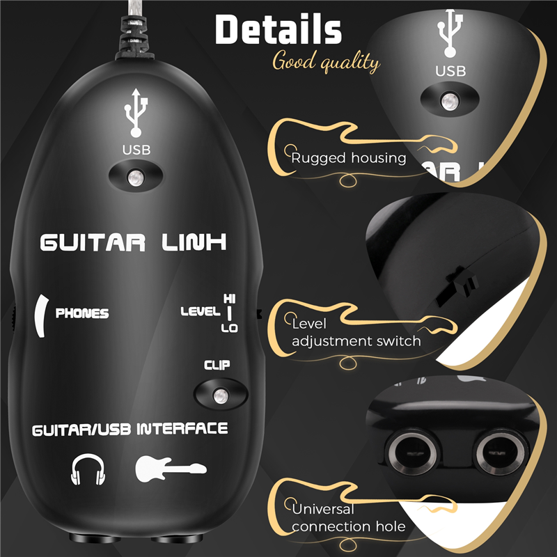 Guitar to USB Interface Link Cable Adapter /PC Recording CD Studio Laptop. 