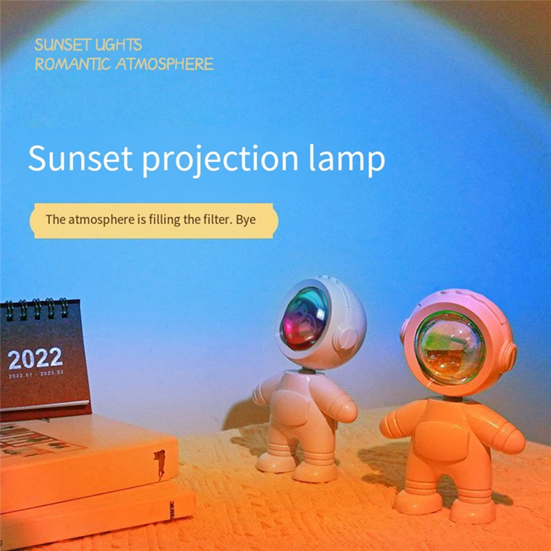 Astronaut Sunset Lamp Projector 7 Colors RGB Night Light Sunset Projector Rechargeable Sunset