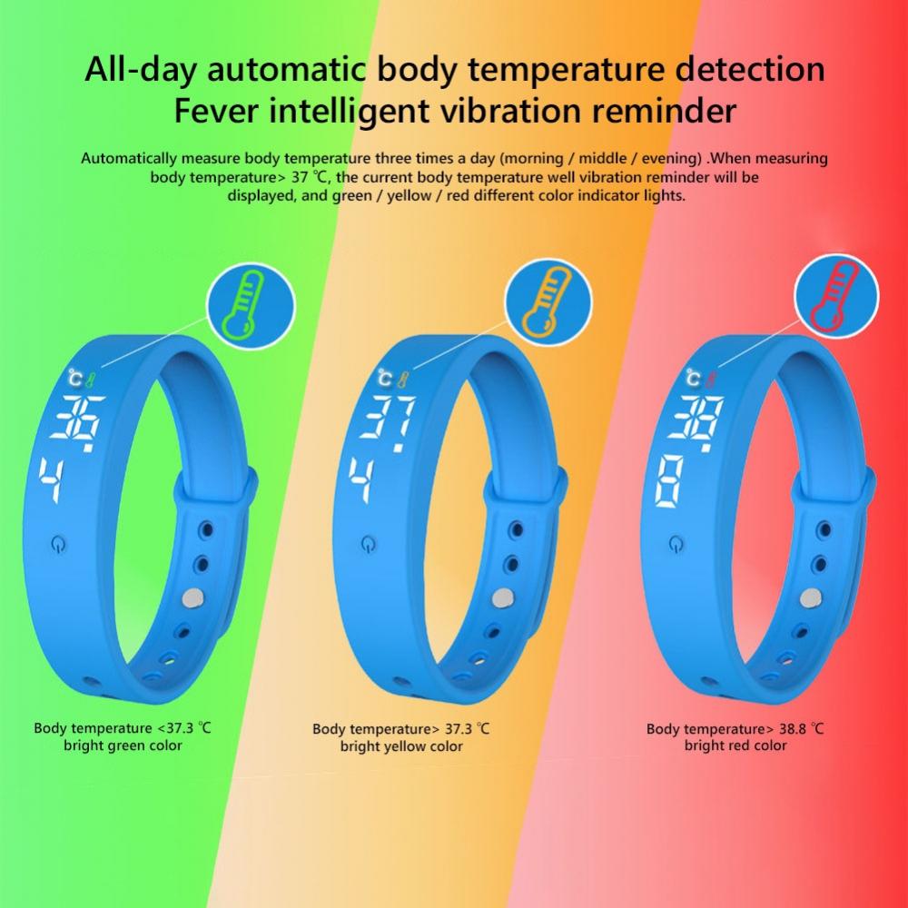 Wristband V9 Body Temperature Monitor Thermometer Vibration Alarm Smart Bracelet. 