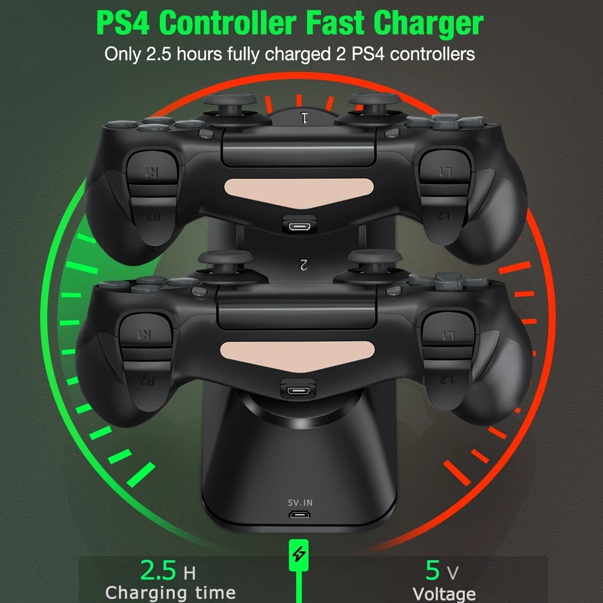 Fast Charger For PS4 Controller Dual USB Charging Dock Station with LED Indicator For Playstation 4/PS4 Slim/PS4 Pro Gamepad. 