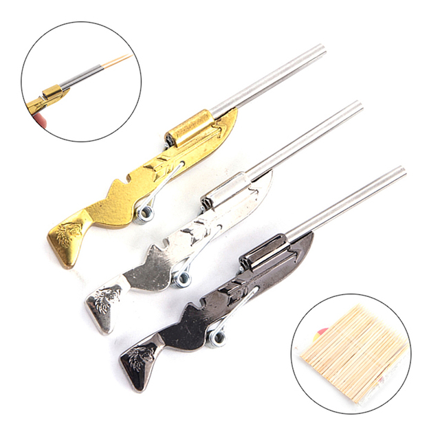 Mini Toothpick Launcher Fidget Toys String Decompress Super Electroplate Launch Toothpick Squeeze Toy Collection Random Color. 