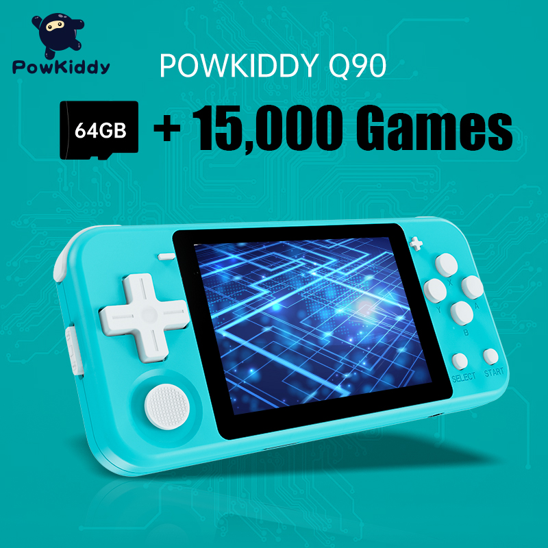 POWKIDDY Q90 Open Source Handheld Retro Game Console 3 HD IPS Screen 16 64GB 15000 Games PS1 Game Children's Gifts