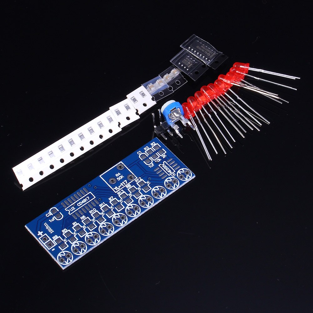 【happy one】NE555+CD4017 Flash Kits Flashing LED Light Suite 5.4x2.1cm Electronic Circuit Production Parts. 
