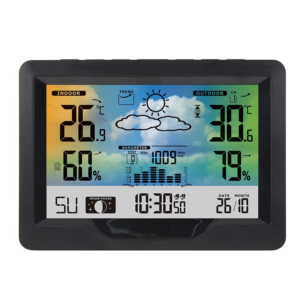 Wireless Weather Station Indoor Outdoor Weather Forecast Station with Outdoor Sensor Digital Temperature and Humidity Gauge. 