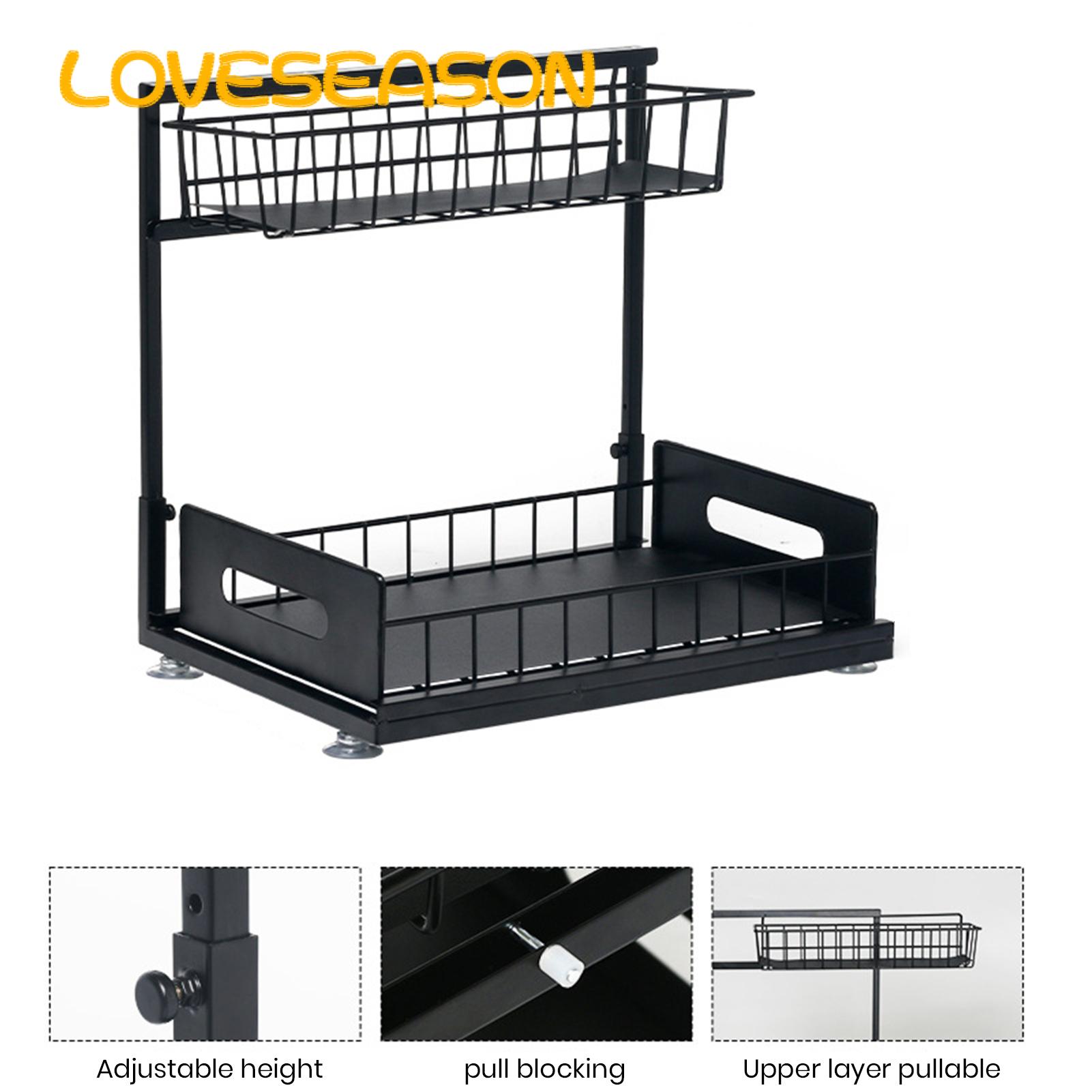 Loveseason Maximize Your Kitchen Space with our Under Sink Organizer Double Layer Sliding Drawer Large Capacity for Easy Access Bathroom and Organization Adjustable Height Cabinet Customized Storage Perfect Homes Restaurants Hotels Order Now a Tidy. 