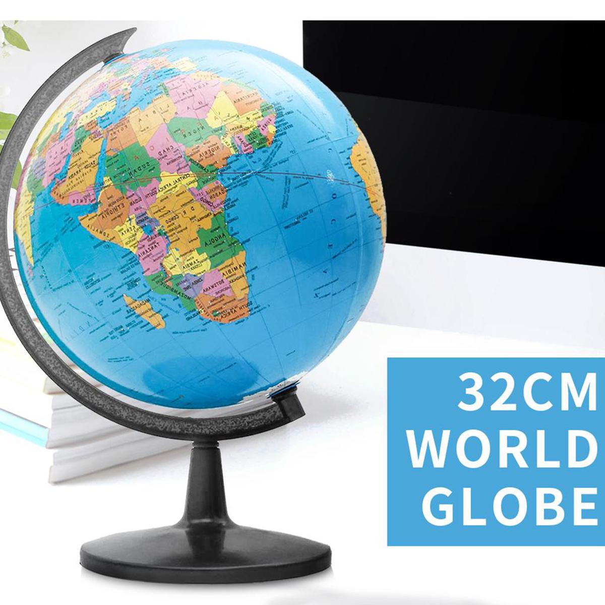 32cm World Globe Educational Political Map Swivel Rotating Desk Top Globe - Geography Learning Home School Office Decoration - Diameter 32cm