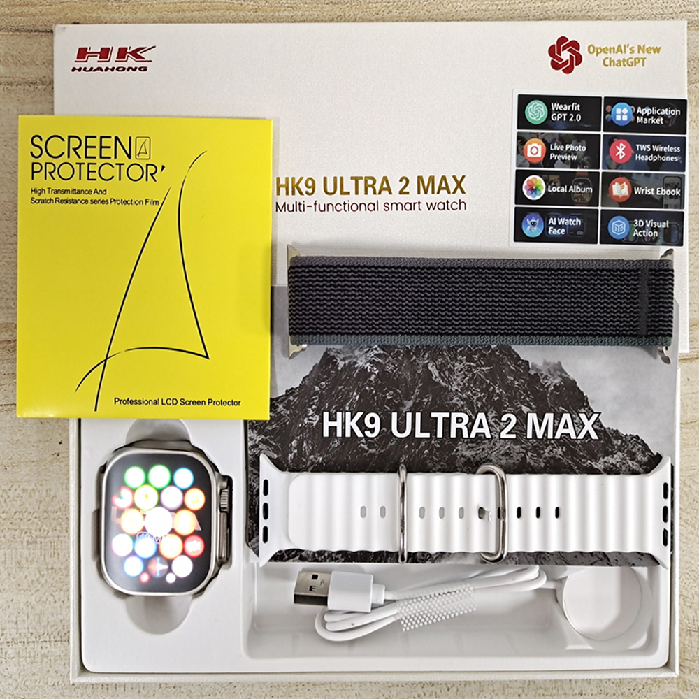HK9 Ultra 2 Max AMOLED ChatGPT Men Smart Watch AI Watch Face with Compass 2GB ROM Compass Door NFC Sports Smartwatch for IOS&Android.. 