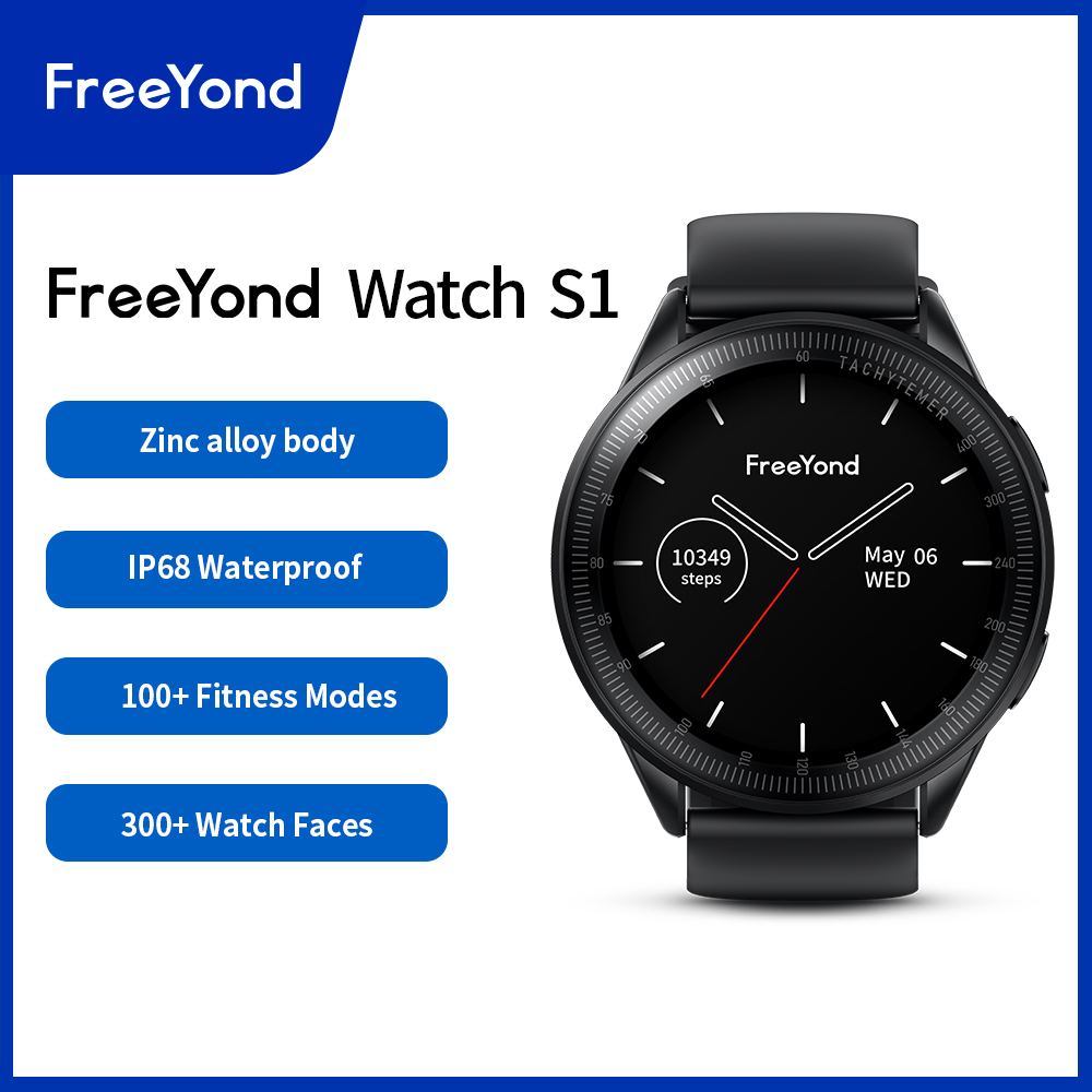 FreeYond Smart Watch S1 IP68 Waterproof, Good Battery Backup, Bluetooth Calling, Heath Monitoring, Communication Management. 