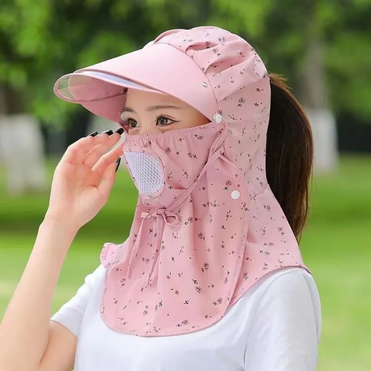Sun Hat Women's Summer UV Protection Cover Face Summer Hat Spot Cap Sun  Protection Wide Brim Full Face Sun Cycling