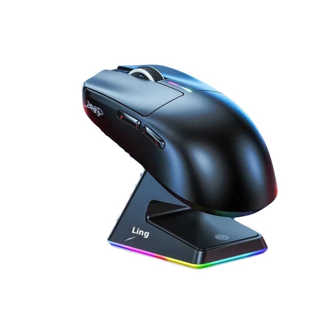 LINGBAO M6 Wireless Tri-Mode Gaming Mouse With Dock Wired Bluetooth Magnetic Rgb Charging Dock Paw3311 Lightweight Gaming Mouse