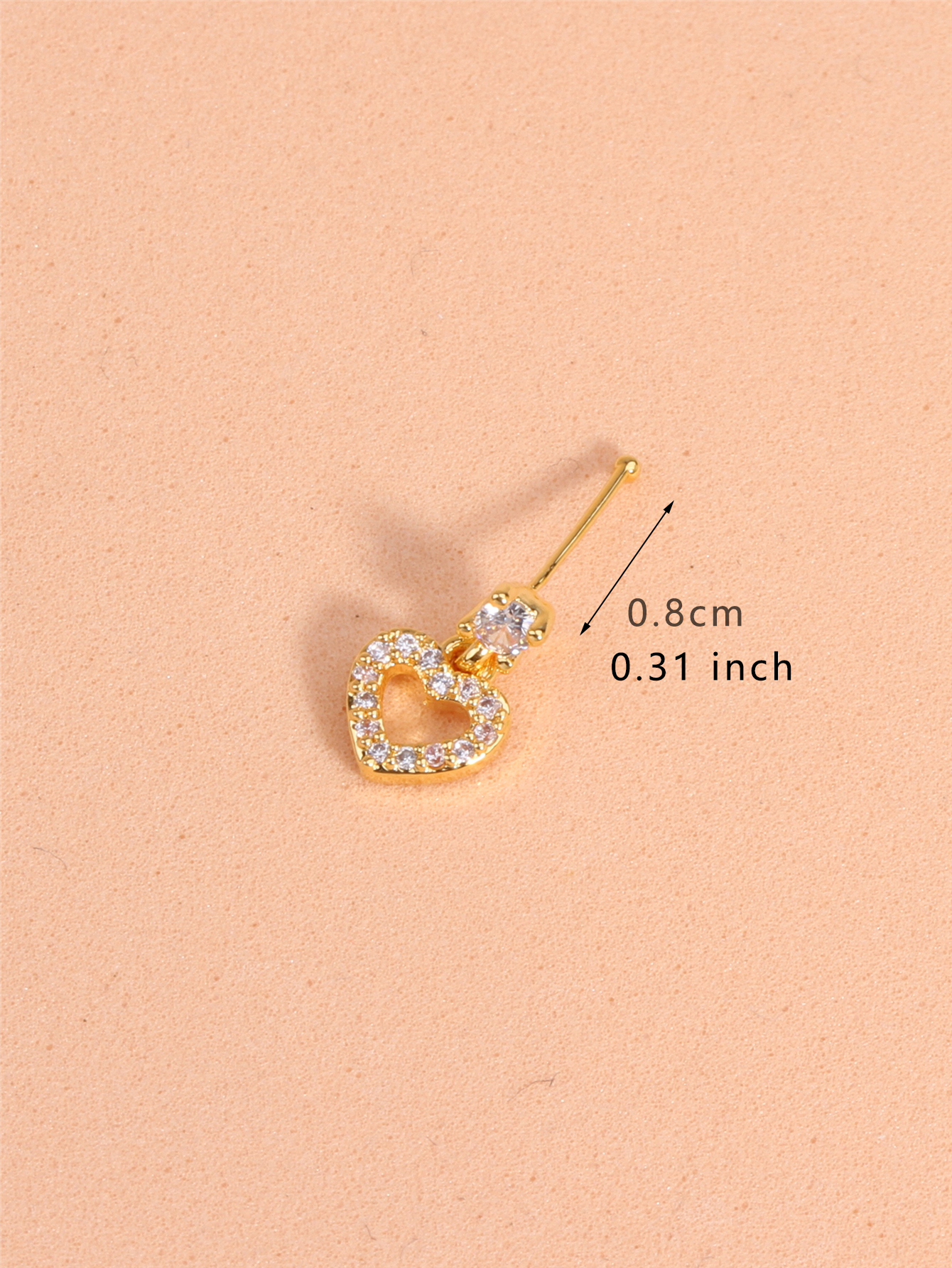 Dangle Nose Ring Ball Pin Shaped Dangling Nose Stud Heart Shape Indian Nose Piercing Jewelry with Charm. 