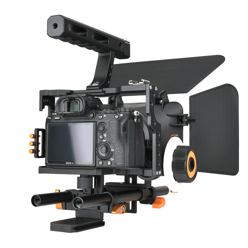 YELANGU Camera Cage Rig Kit for Sony A7S A7 A7R A72 A7RII A7SII A6000 A6500 A6300 with Dual Cold Shoe Mounts 1/4 Inch Threads. 
