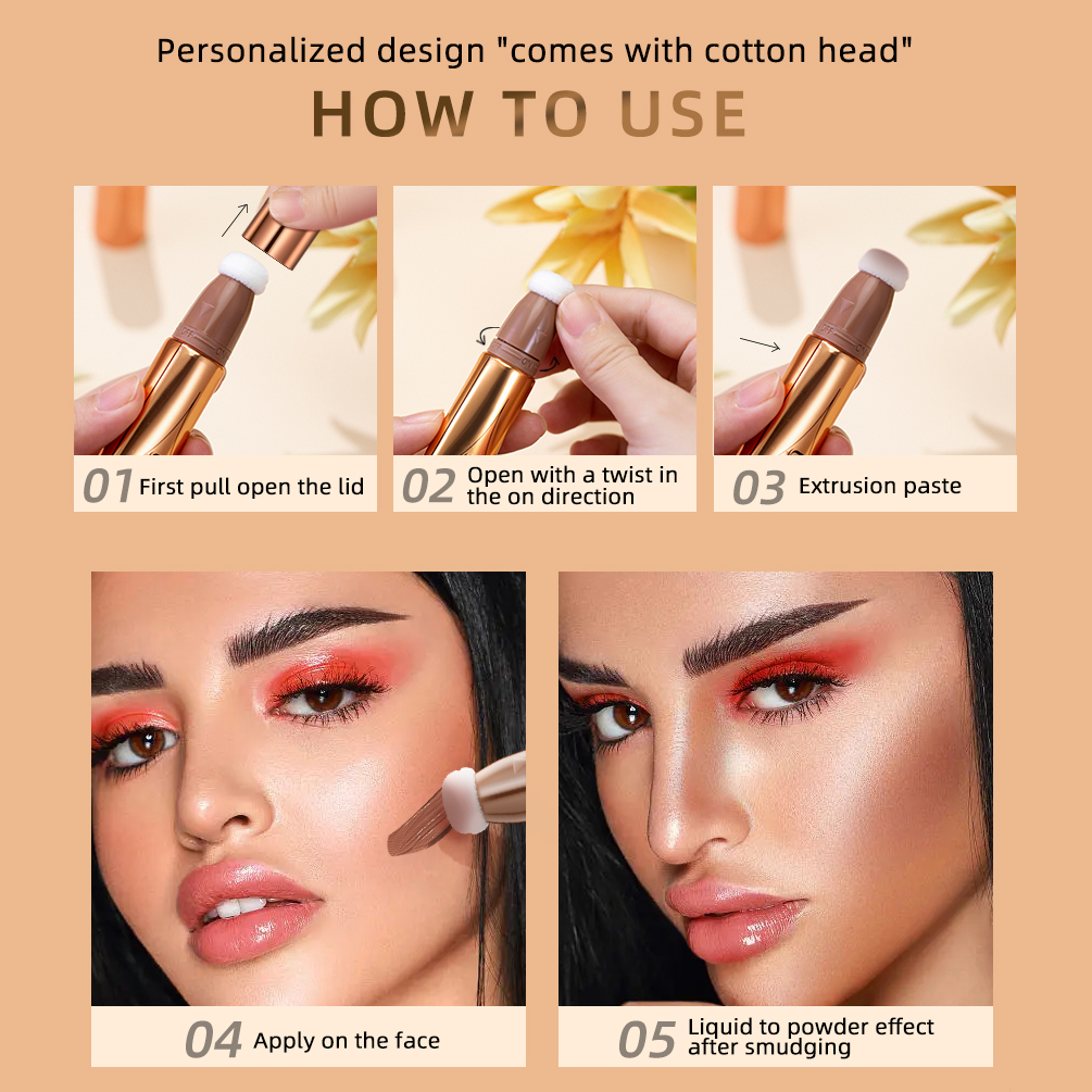QIBEST Liquid Highlighter With Cushion Applicator Face Makeup Natural Bronzer Moisturizing Cream Soft Makeup Shimmer Highlight. 