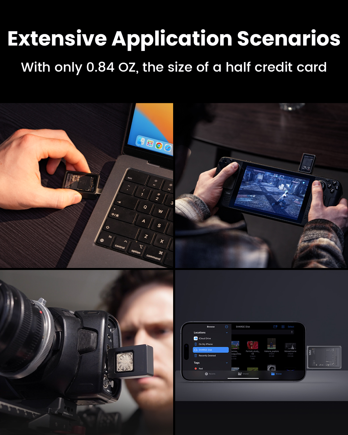 SHARGE-SSD Enclosure for Laptop, External SSD for PS5 Game Camera, NVMe PCI-E M.2 SSD Case, USB 3.2 Gen 2, 10Gbps, 2230 M.2. 