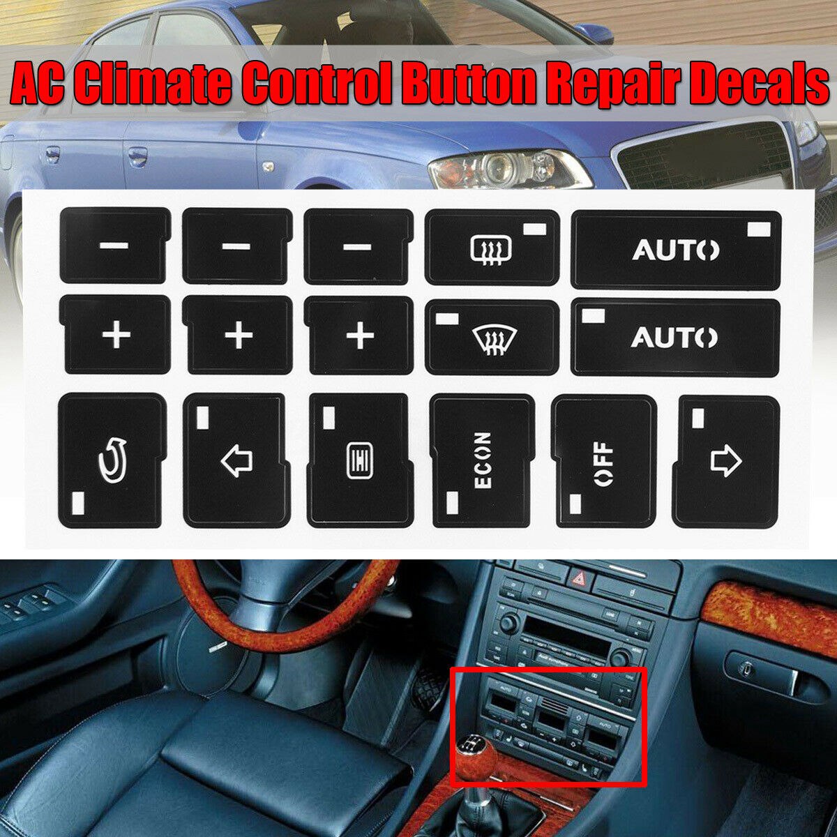 For- A4, B6, B7 2000-2004 Climate Control Button Repair Sticker